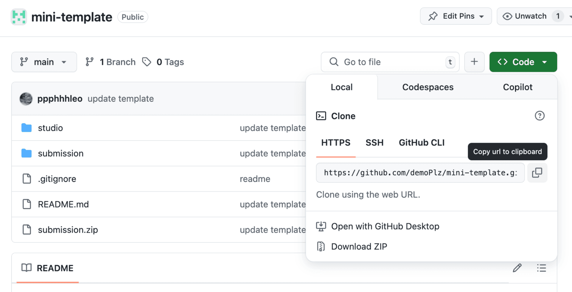 Screenshot of cloning the repository